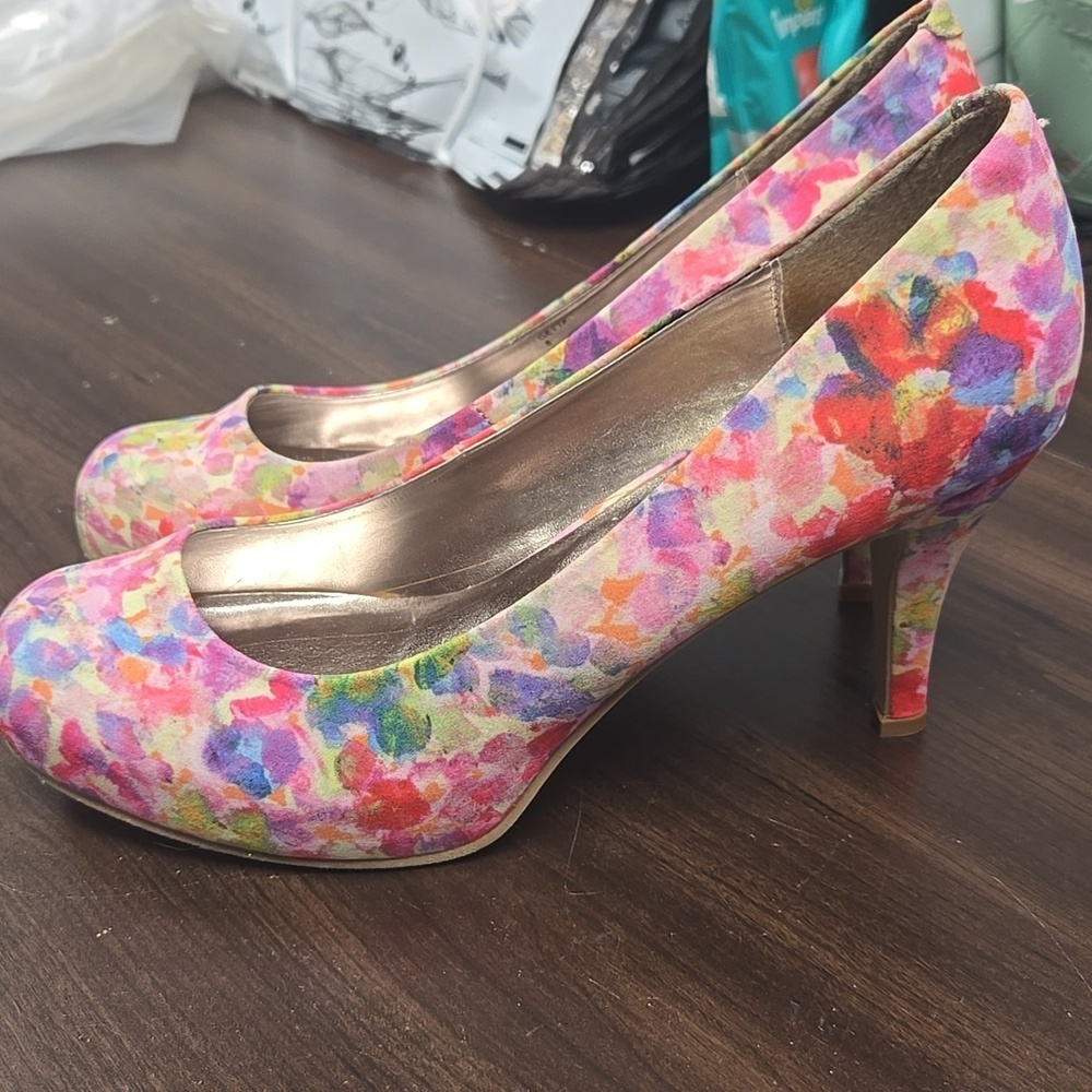 Madden Size 8 Multicolour Fabric Slip On Heels - Picture 2 of 7